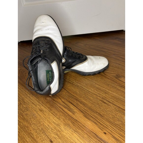 FootJoy Golf Shoes Mens 9.5 Black White Good Contour Series 54031 Leather Spiked
